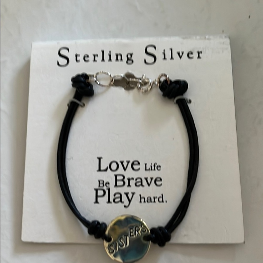 Sterling silver sister charm bracelet